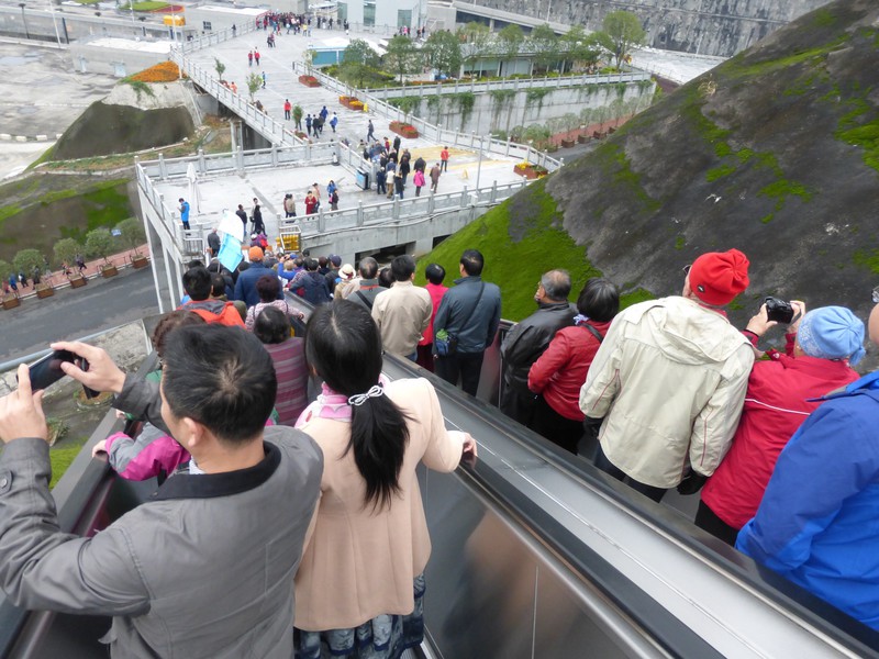 Outdoor escalators at the Three Gorges Dam Visitor's Center