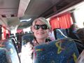 Claudia on the bus to San Quirico