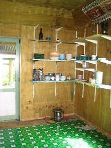 Inside the hut