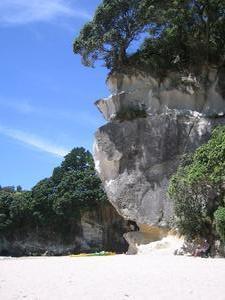 Relaxing on the beach at Cathedral Cove