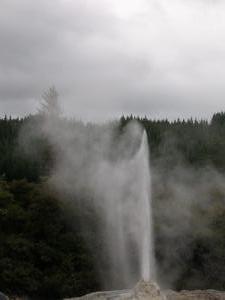 Soap-induced geyser
