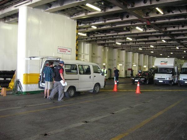 Loading the van onto the ferry
