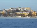 Looking across the frozen sea inlet to Stockholm Old Town