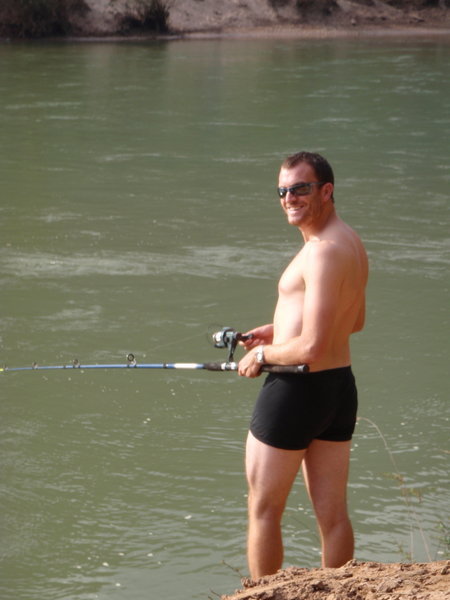 Fishing in his pants