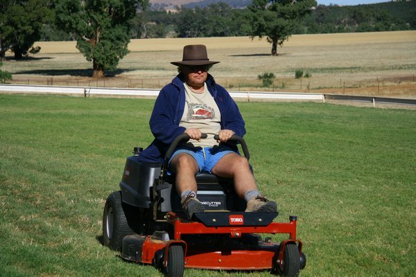 Andy Mowing the lawn