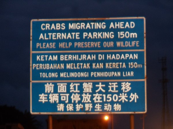Crab Migrating Sign