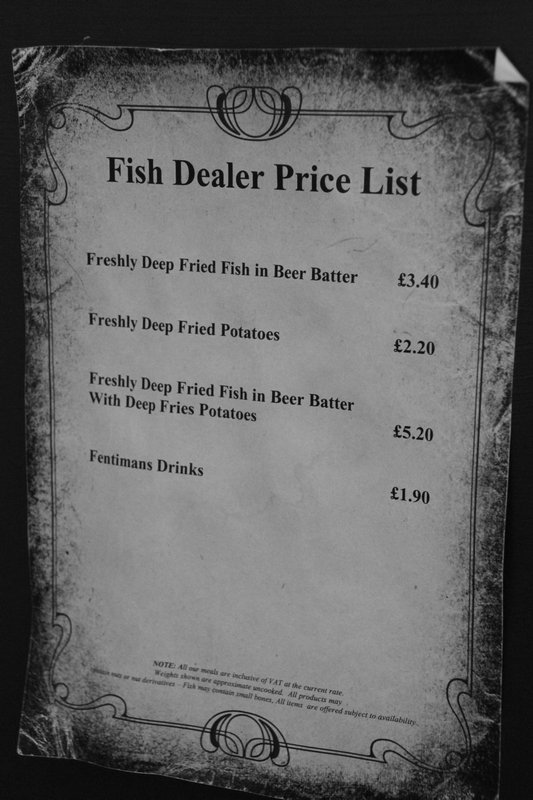 Price List from the chippy
