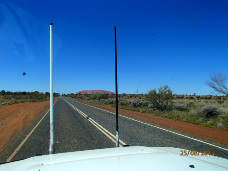Our first glimpse of Uluru