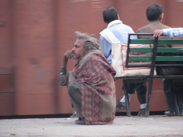 Man at railway station