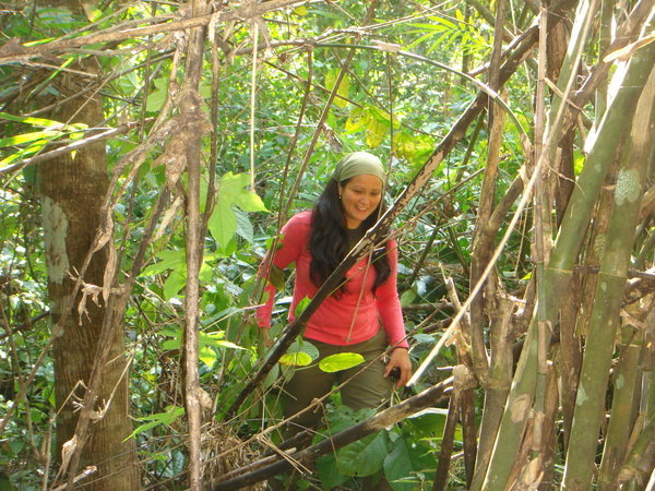 Me walking through the jungle and unmarked path in search for the top of the waterfall