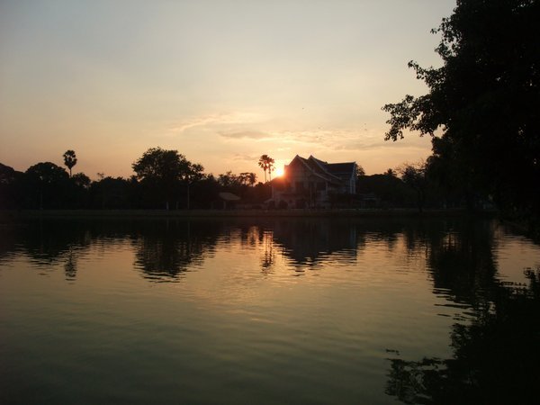 The sunset near Wat Traphang Thang