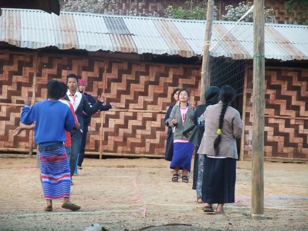 Students practising traditional Karen dancing at the high school in the camp