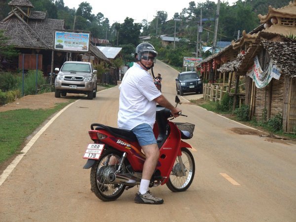 Dad riding the motorbike