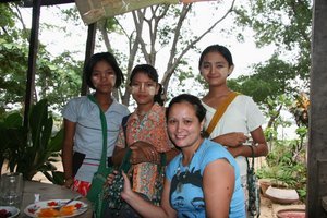 Burmese girls selling us jewellery and keeping us company