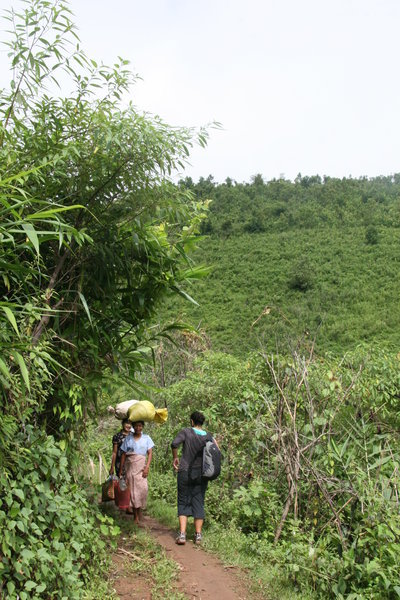 Villagers walking to town
