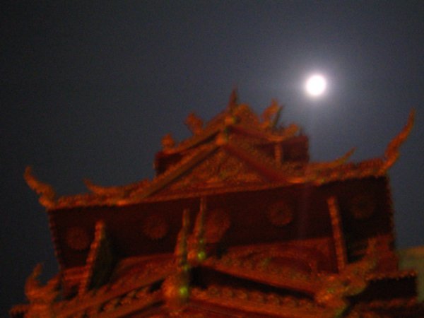 Moon and temple shot