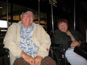 Bobbie and Annie in wheelchairs