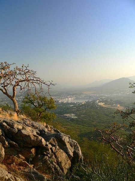 pushkar view from a hiltop temple