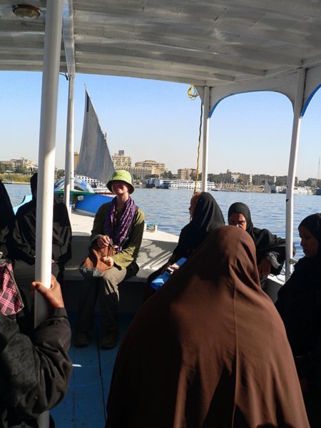 Laura on the "women's side" of the Nile ferryboat