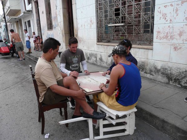 Dominos is a huge game here.  We came across some boys playing it on the street.
