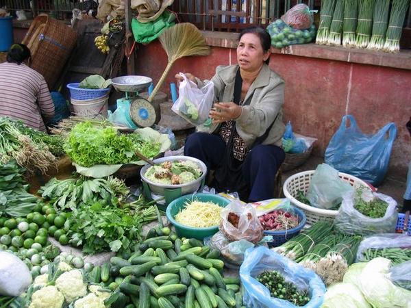 Green vegetable seller
