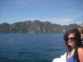 Katie on the boat to Phi phi