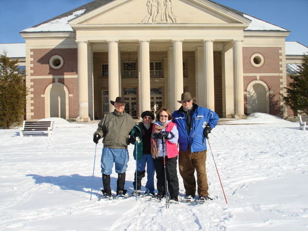 Four of us snow shoeing in Spa Park, Saratoga Springs