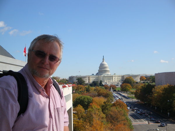 Wes and View of Capitol from 6th Floor Gallery of Newseum
