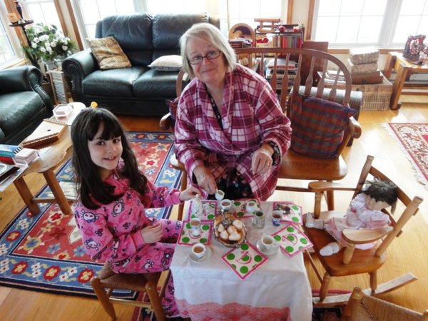 Doll Tea Party in our Jammies!