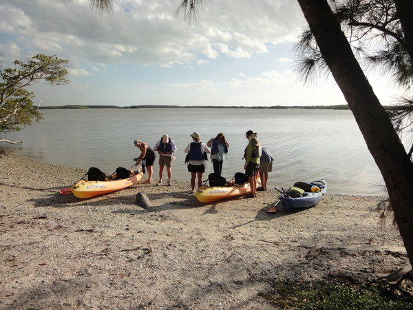 Kayakers Prepping for Sunset Paddle