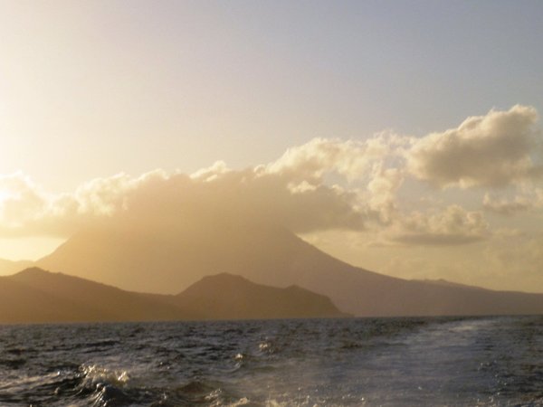 Mount Nevis at Dawn From Boat