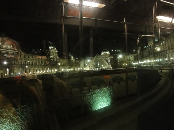 Louvre Pyramid at Night From the Bus!