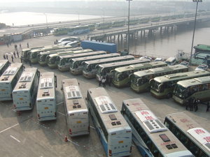 Waiting buses in Shanghai