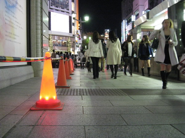 Traffic cones that light up and japanese girls in mini-skirts. How about that!