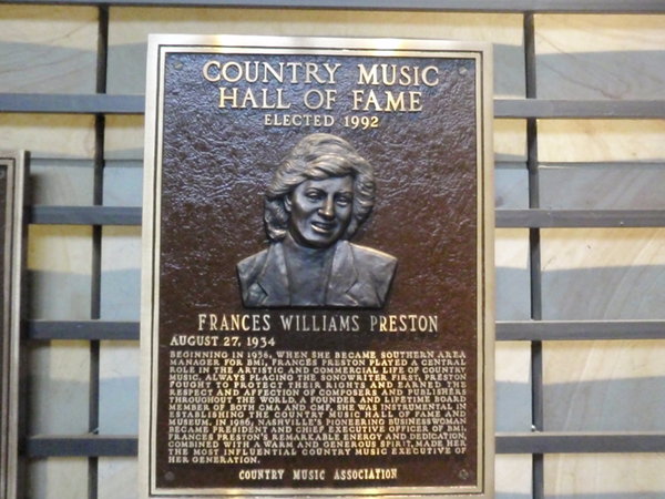 Frences Preston Hall of Fame Plaque