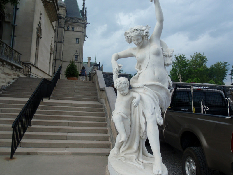 Statue and entrance stairs