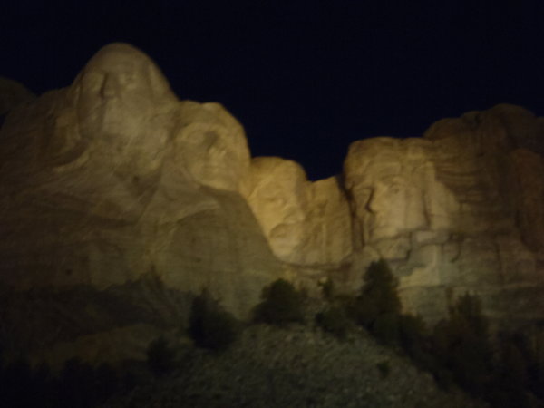 Mount Rushmore lit up