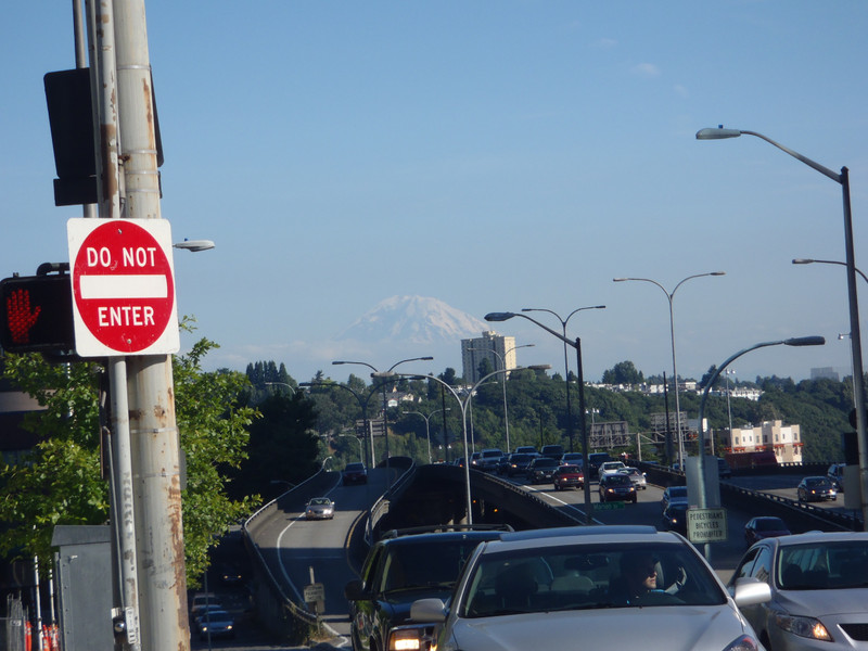 Mount Rainier from downtown Seattle