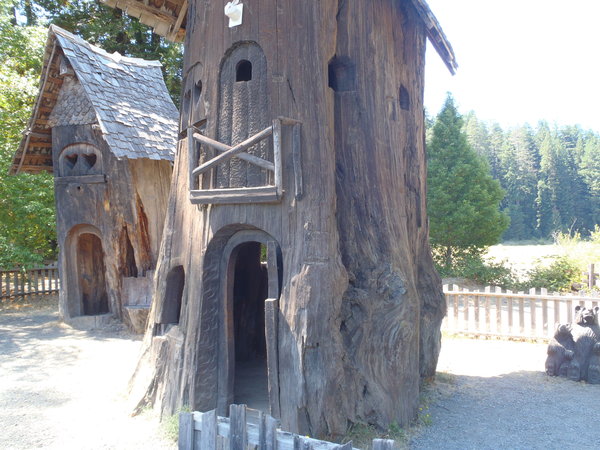 Redwood log tree houses