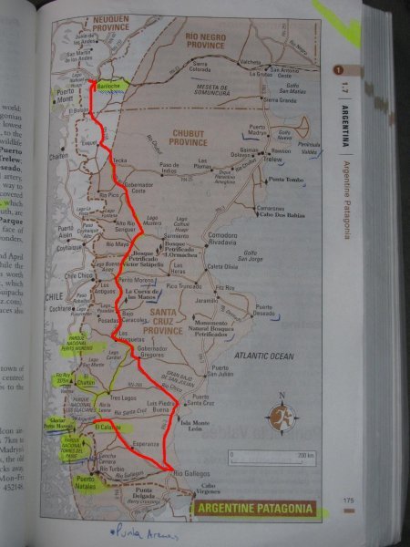 The map - from Calafate to Bariloche in 28hrs