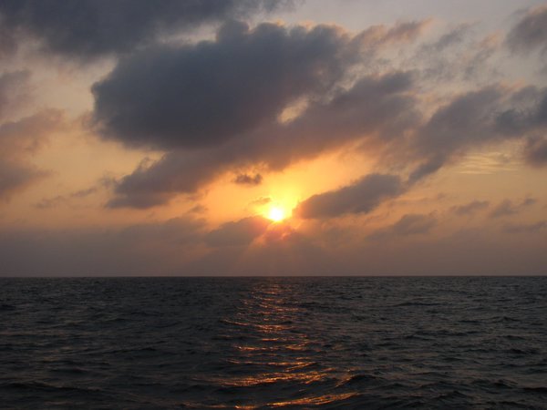 Sunset in the middle of the caribbean sea
