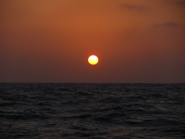 Sunrise in the middle of the caribbean sea