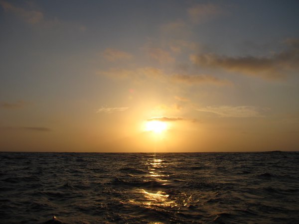 Sunrise in the middle of the caribbean sea