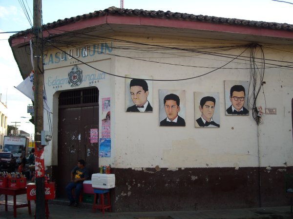 Portraits of 4 students on square where they were killed while demonstrating against Somozas by the army