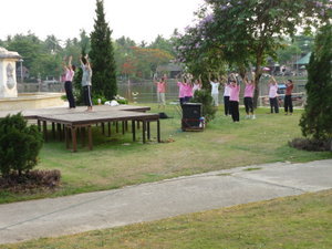 Women's aerobics class in the park