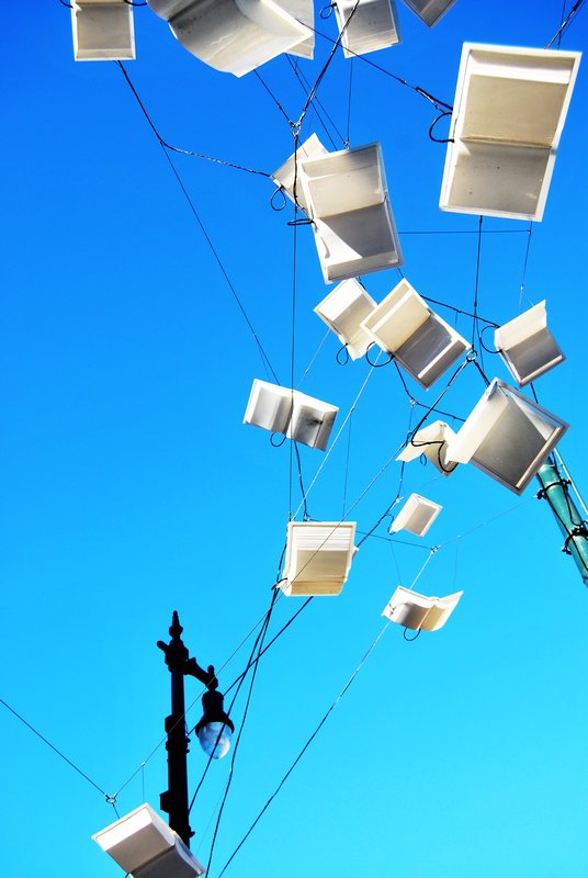 Flying books and falling words