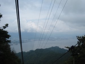 Miyajima Rope way - murky view over the bay