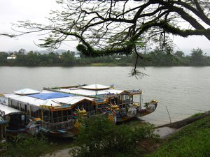 Dragon boats on the perfume river