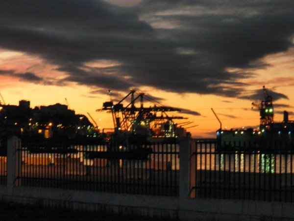 Valparaiso port at sunset