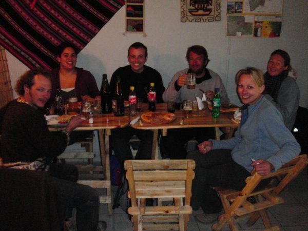 Well earned pizza in Uyuni after wefound out we would be able to get out that evening